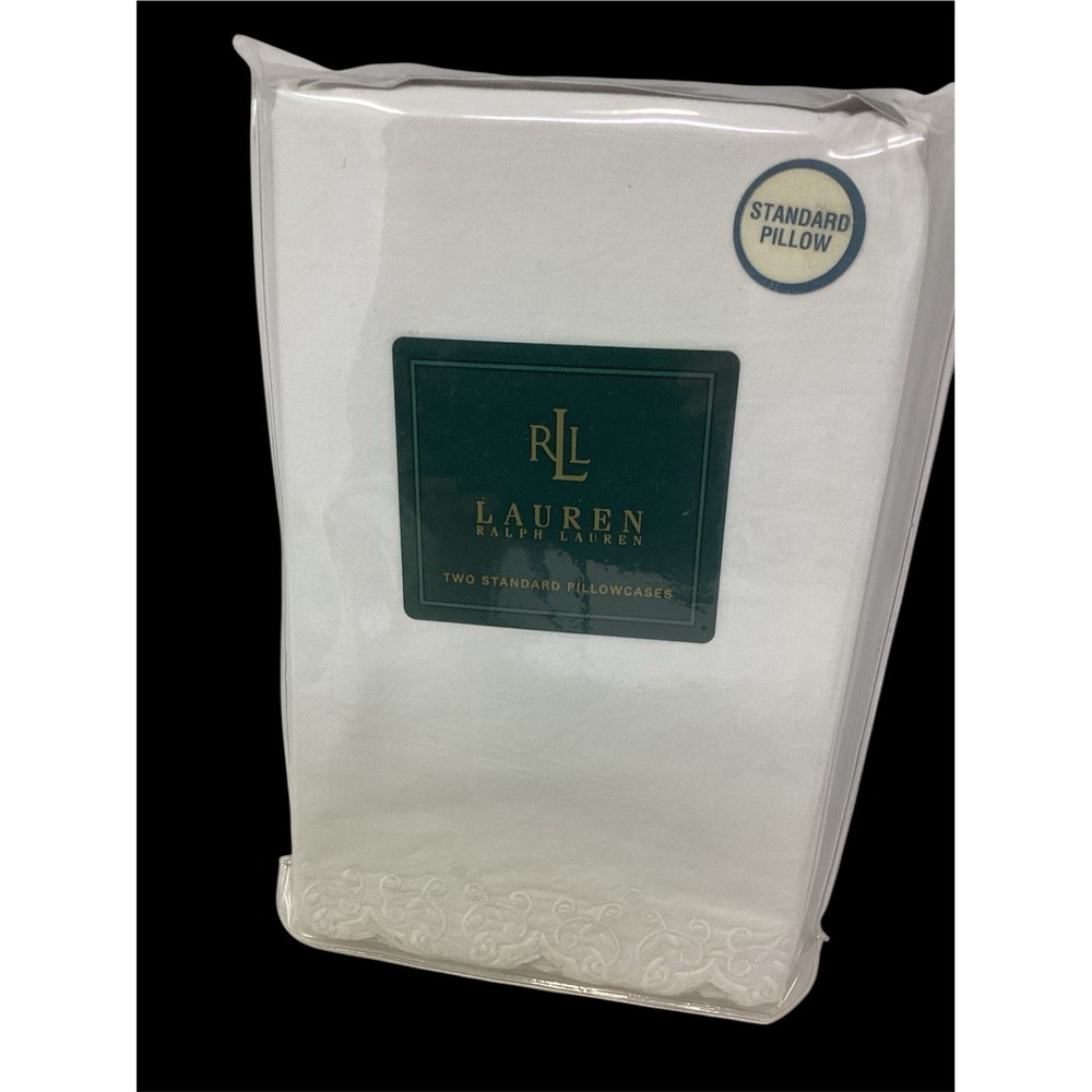 New Ralph Lauren Brittany Lace White Embroidered Standard Pillowcases